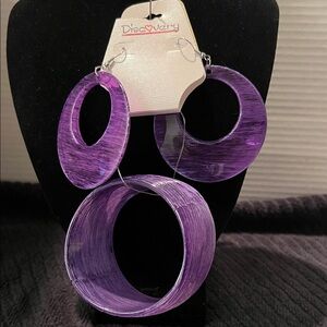 Discovery Vibrant 2.5” Round Purple Earrings and Bangle Set